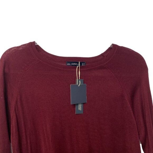 Zara Knit Burgundy Lightweight Sweater - Picture 2 of 3